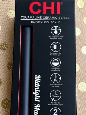 CHI Midnight Matte 1" Tourmaline Ceramic Hairstyling Iron - Black